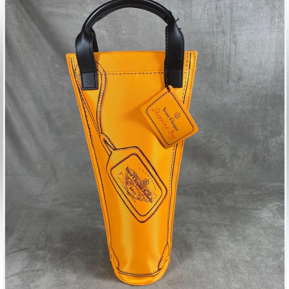 Orange Leather Wine Tote Bag